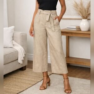 NWT Banana Republic Blake Linen Blend Paperbag Waist Crop Pants 6 Minimalist CBK